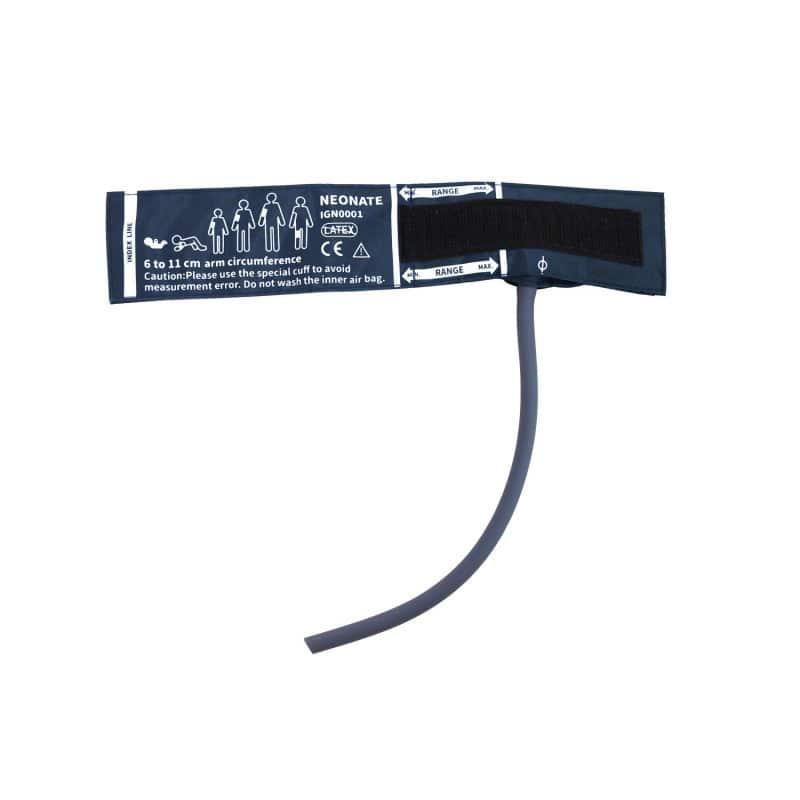 Neonatal blood pressure cuff with tubing for medical monitoring, size 6 to 11 cm