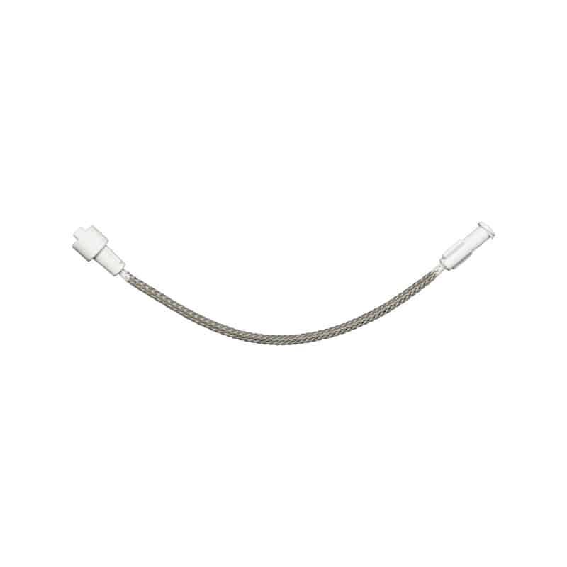 Medical CO2 sampling line with white connectors and braided hose on white background