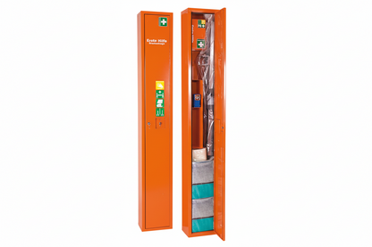 "SAFE" Standing Stretcher Locker, filled orange